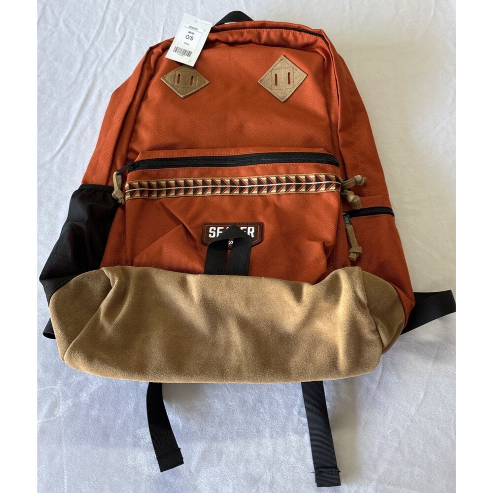 Seager Co. Western Orange Canvas & Suede Backpack Daypack NWT One Size